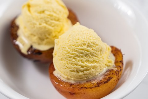 Roasted Peaches with Vanilla Ice Cream