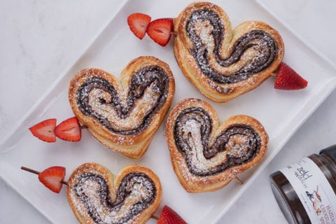 Heart-Shaped Puff Pastry with Hazelnut Chocolate Spread