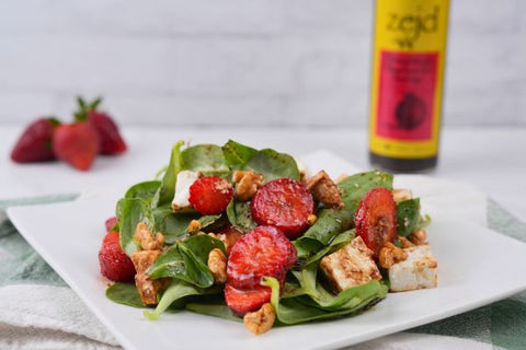Strawberry Purslane Salad with Pomegranate Molasses Dressing
