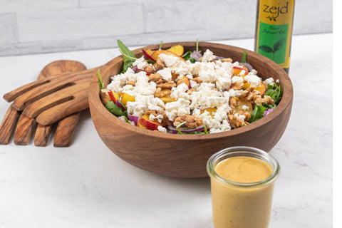 Arugula Peach Salad with Honey Basil Vinaigrette